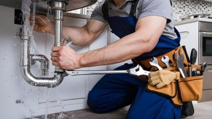 Technician using electronic equipment to detect a plumbing leak in Miami